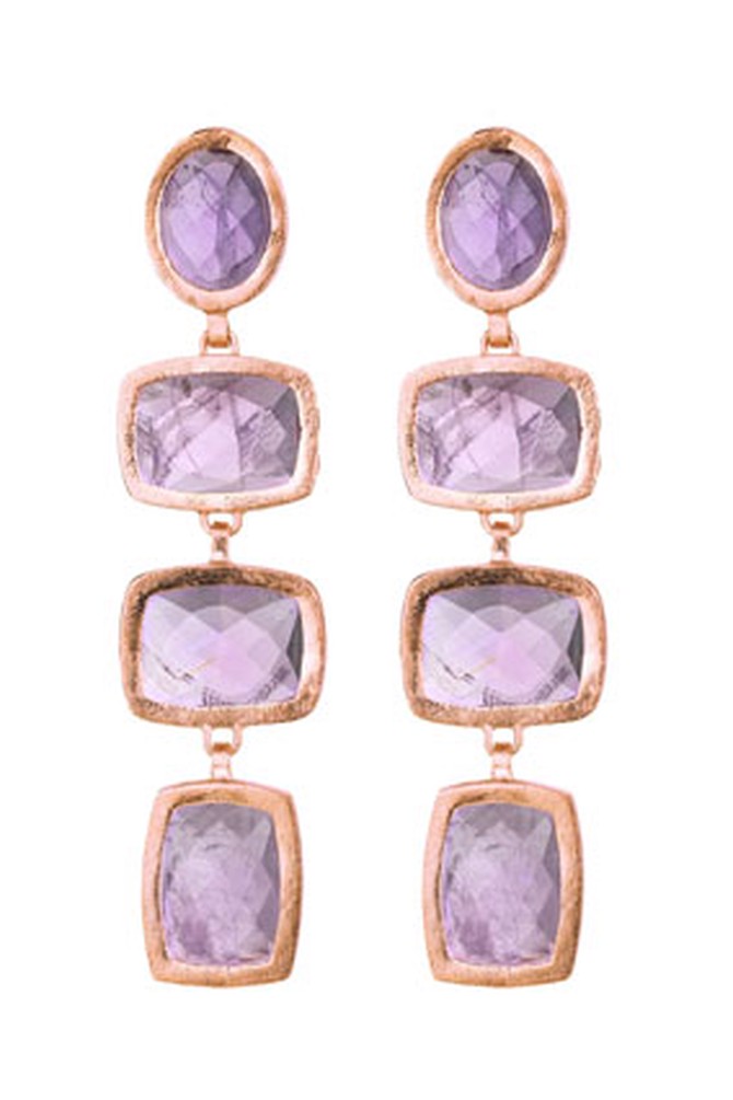 amethyst and rose gold earrings