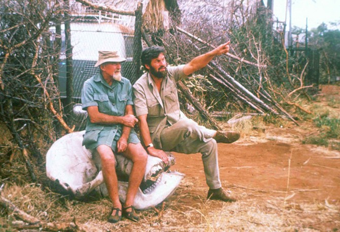 George Adamson and Bill Travers in Meru, Kenya