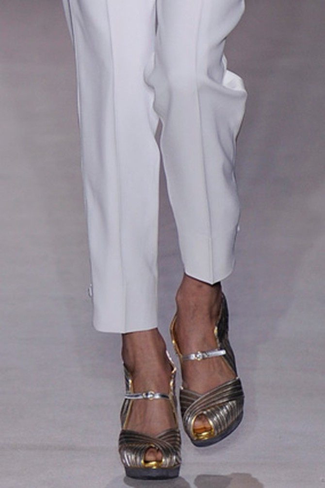 White clothes with metallic accessories