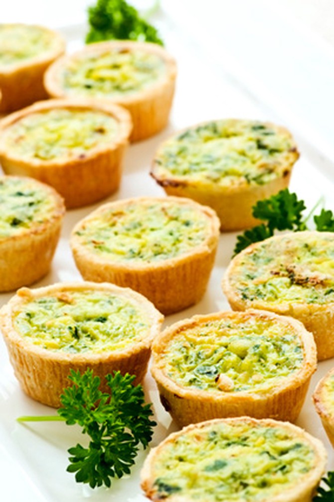 Mini vegetable quiches and appetizers