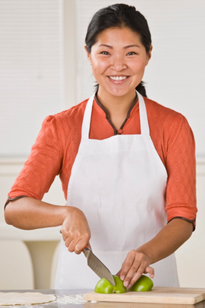 Woman taking a cooking class