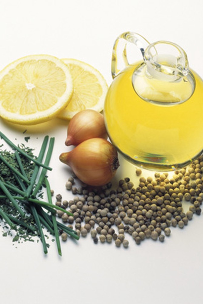 Lemon, onion, olive oil