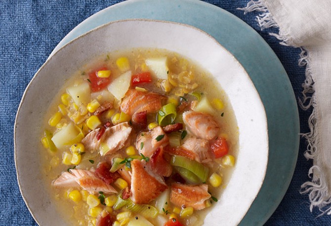 salmon and corn soup