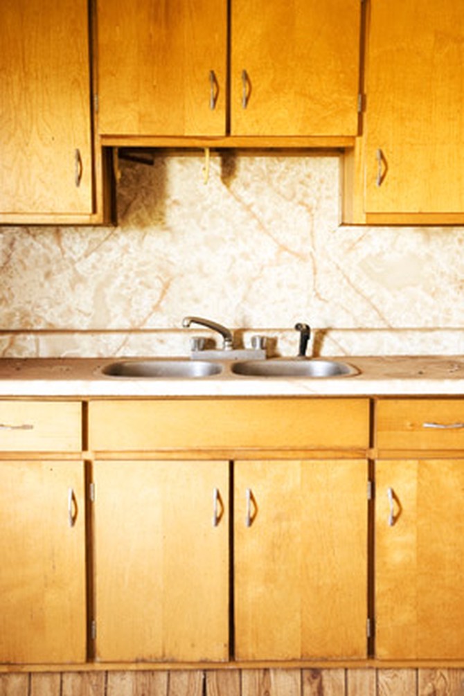 Kitchen cabinets and sink