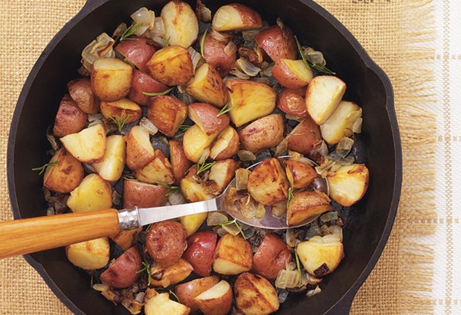 Cast-Iron-Roasted Red Potatoes with Rosemary and Onion
