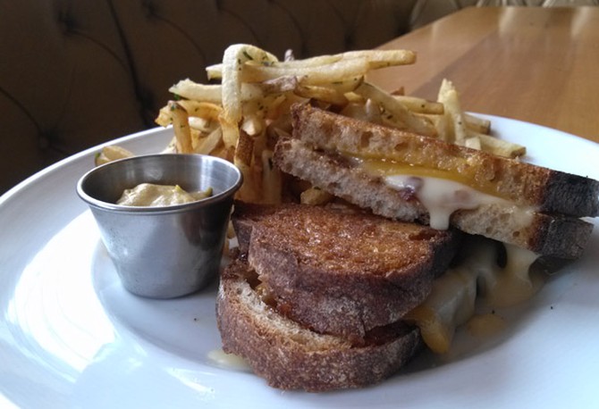Grilled Cheese with Sharp Cheddar, Taleggio and Bacon Marmalade