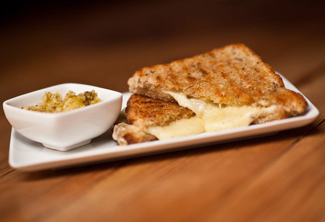 Griddled Fondue Sandwich with Pickled Pepper Relish