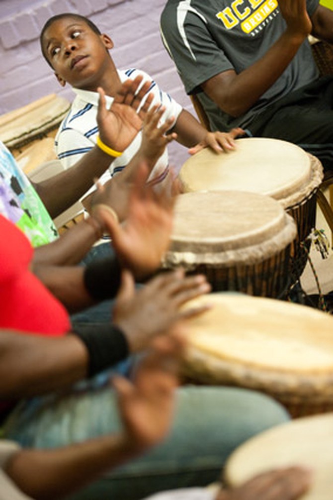Group playing drums