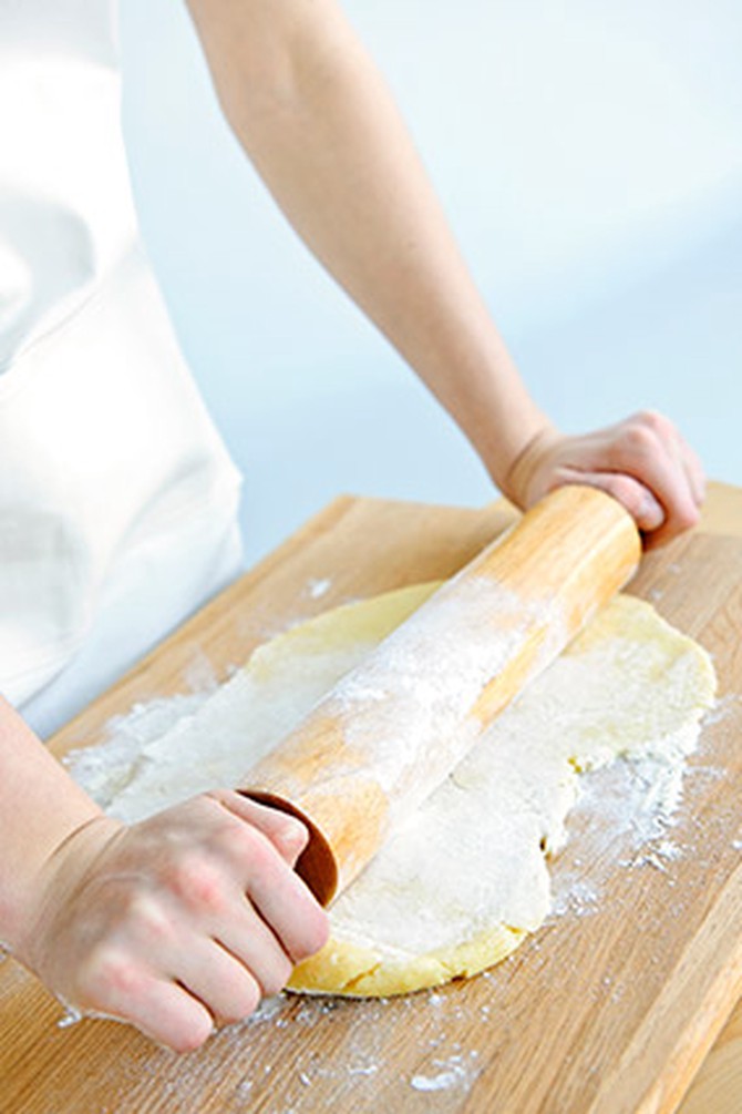 Rolling pin on dough