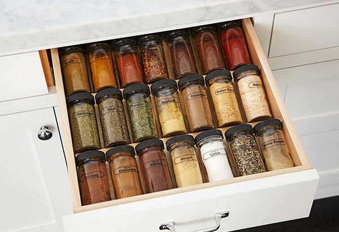 Spice drawer organization