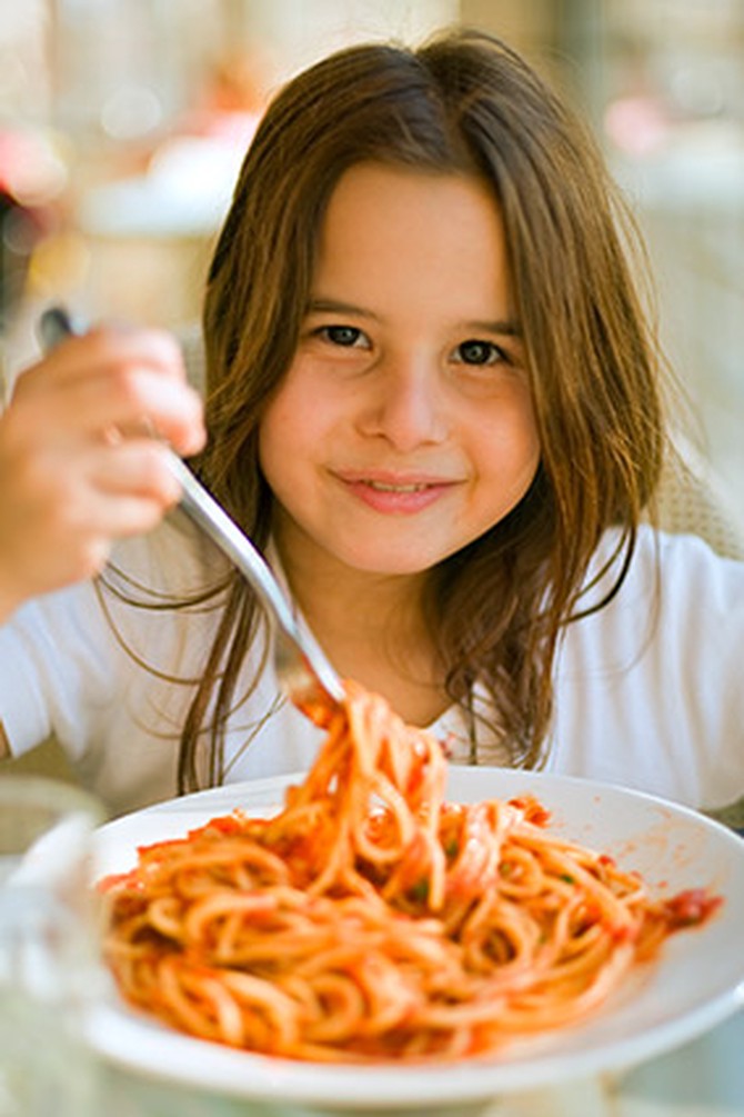Child eating in a restaurant