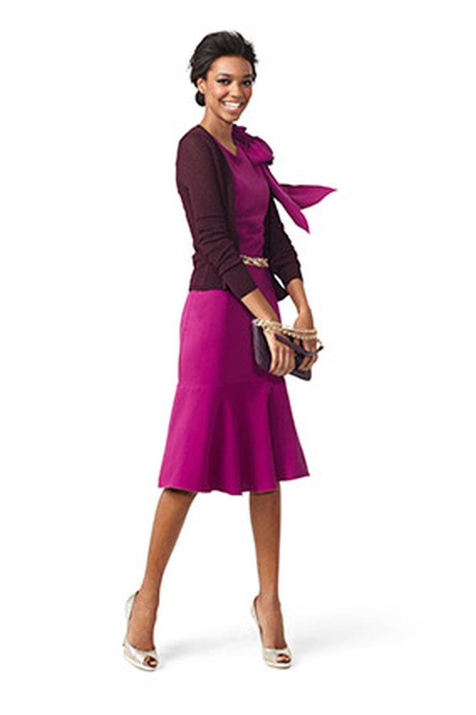 woman in a purple dress