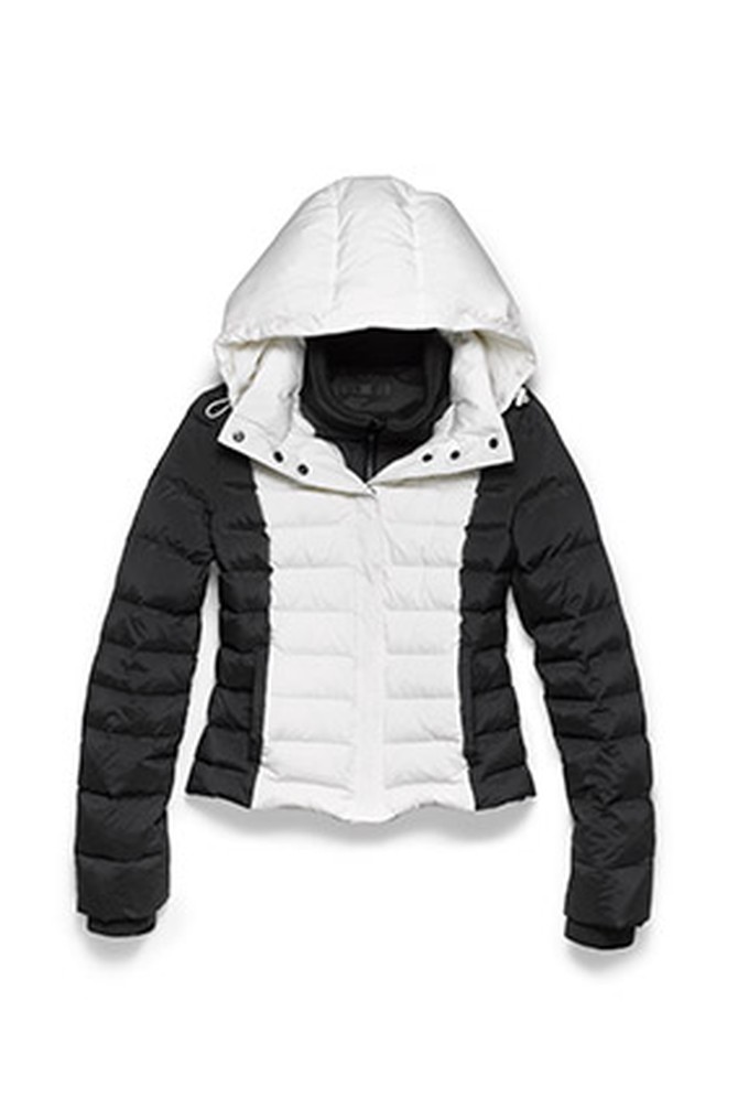 Black-and-white T-Down by Theory puffer jacket
