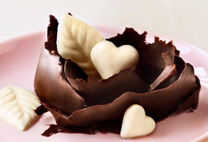 Chocolate Nests with White Chocolate-Vanilla Candies