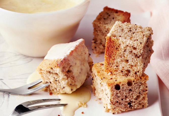 French Vanilla Coffee Cake with Creme Anglaise