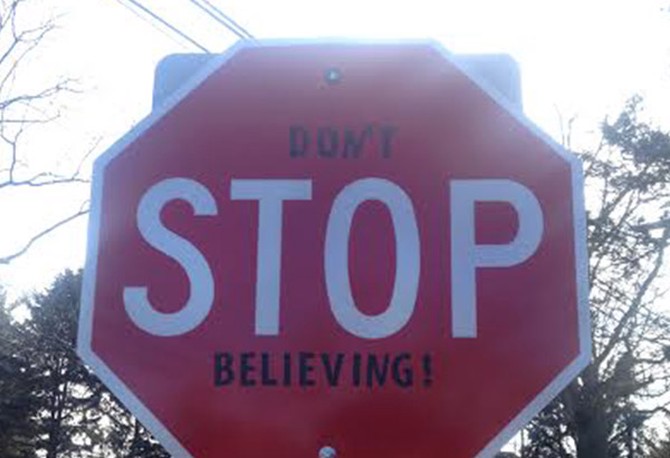 Don't stop believing sign