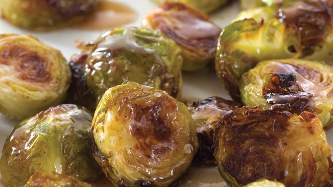 Browned Brussels with Maple Butter