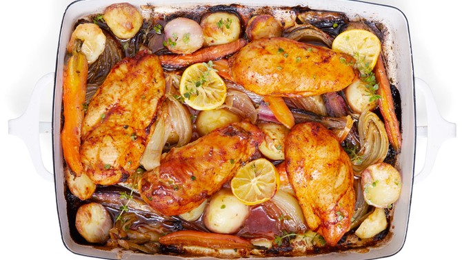 Pan-roasted chicken