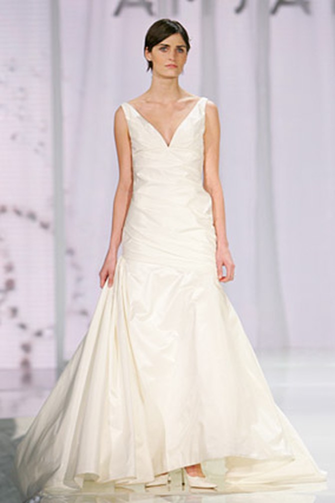 A V-neck wedding dress by Amsale