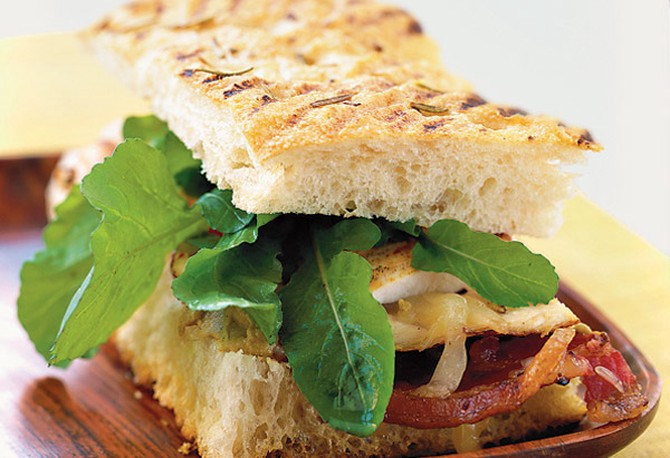 Chicken and Pancetta Panini with Fontina, Arugula and Provencale Mustard