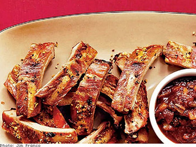 Lemon Pepper Dry-Rub Ribs with Garden Vegetable Barbecue Sauce