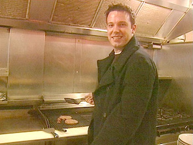 Ben Affleck tries his hand at being a short order cook.