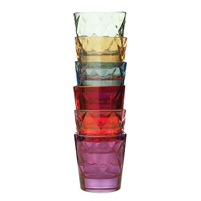 Euforia Set of Six Colored Glass Tumblers
