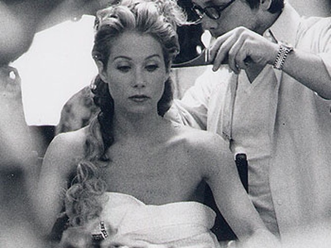 Ken Paves and Christina Applegate get her wedding hair ready