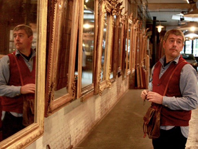 Keith Johnson looking at mirrors