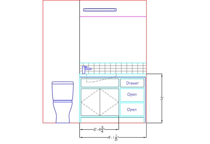 The floor plan for a new bathroom