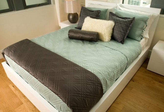 Turquoise and chocolate bed