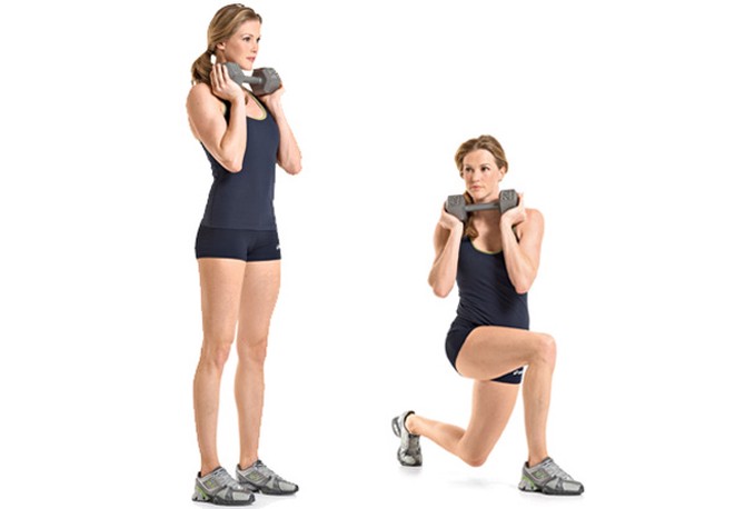 Dumbbell lunge and rotation
