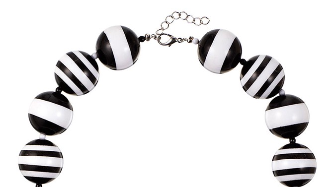 Black-and-white-striped beaded necklace by R.J. Graziano