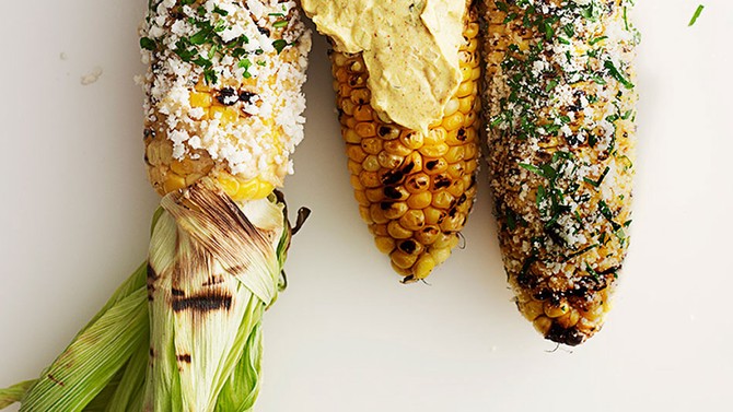 Grilled Corn with Toppings