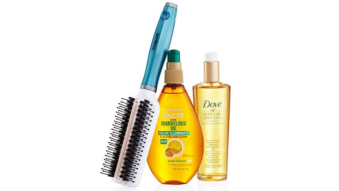 Hair oils and brush