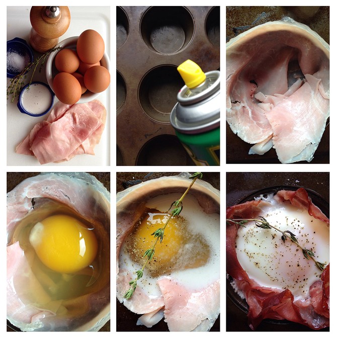 Baked Eggs in Ham Baskets