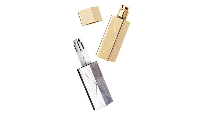 Globe Trotter Travel Spray Case in Zinc and Gold