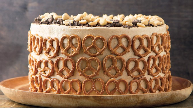 Chocolate-Peanut Butter Pretzel Layer Cake