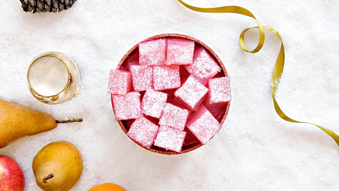 Sweet, chewy Turkish delight, which Edmund receives from the queen in The Lion, the Witch and the Wardrobe.
