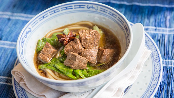 Cinnamon Beef-Noodle Soup with Bok Choy