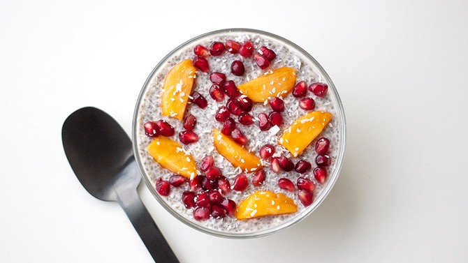 Chia Seed Pudding with Persimmons and Pomegranate