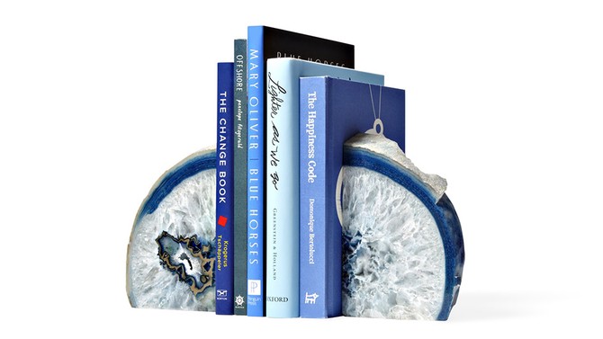 Blue and White Bookends