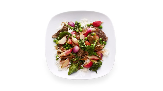 Beef Stir-Fry with Radishes and Peas