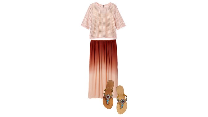 Eyelet Cropped Top and Ombre Skirt