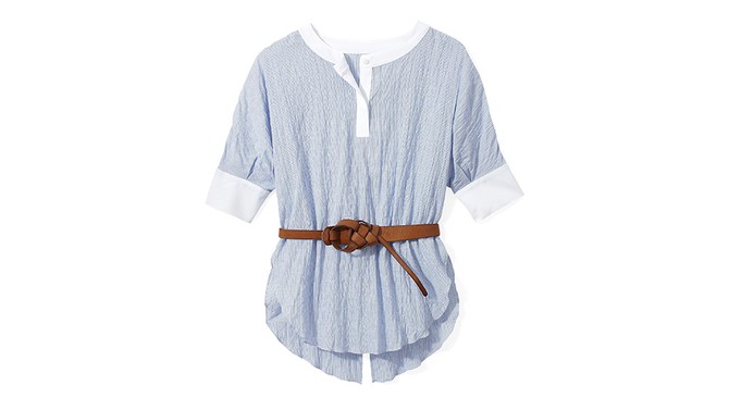 Short-Sleeve Henley and Knotted Leather Belt