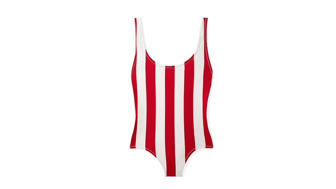 red white striped one-piece bathing suit