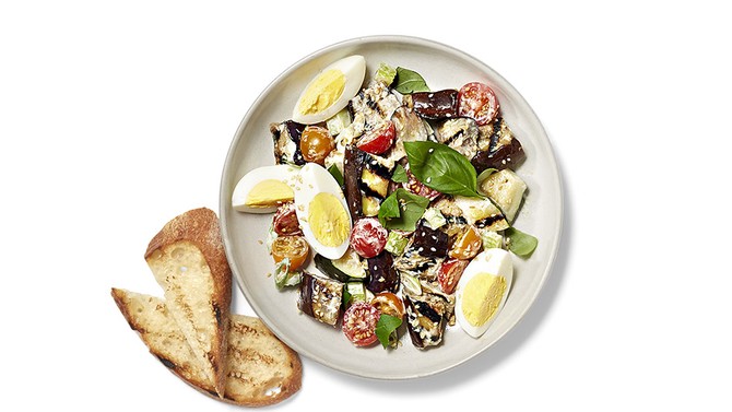 Grilled Eggplant Salad with Tomatoes and Zucchini