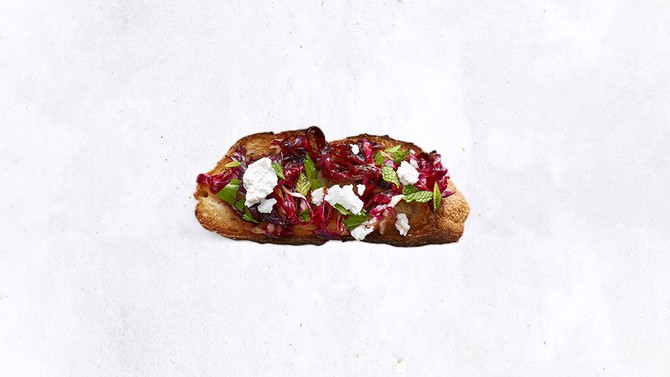 Radicchio, Balsamic Onions and Goat Cheese Toast