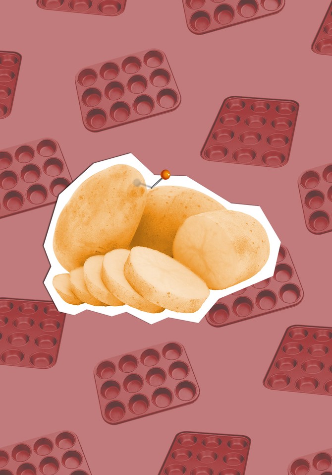 Cooking potatoes in a muffin tin