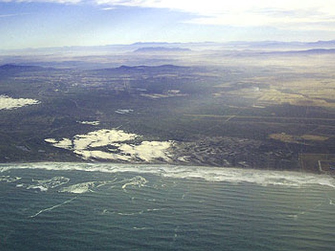 An aerial view of Capetown South Africa.